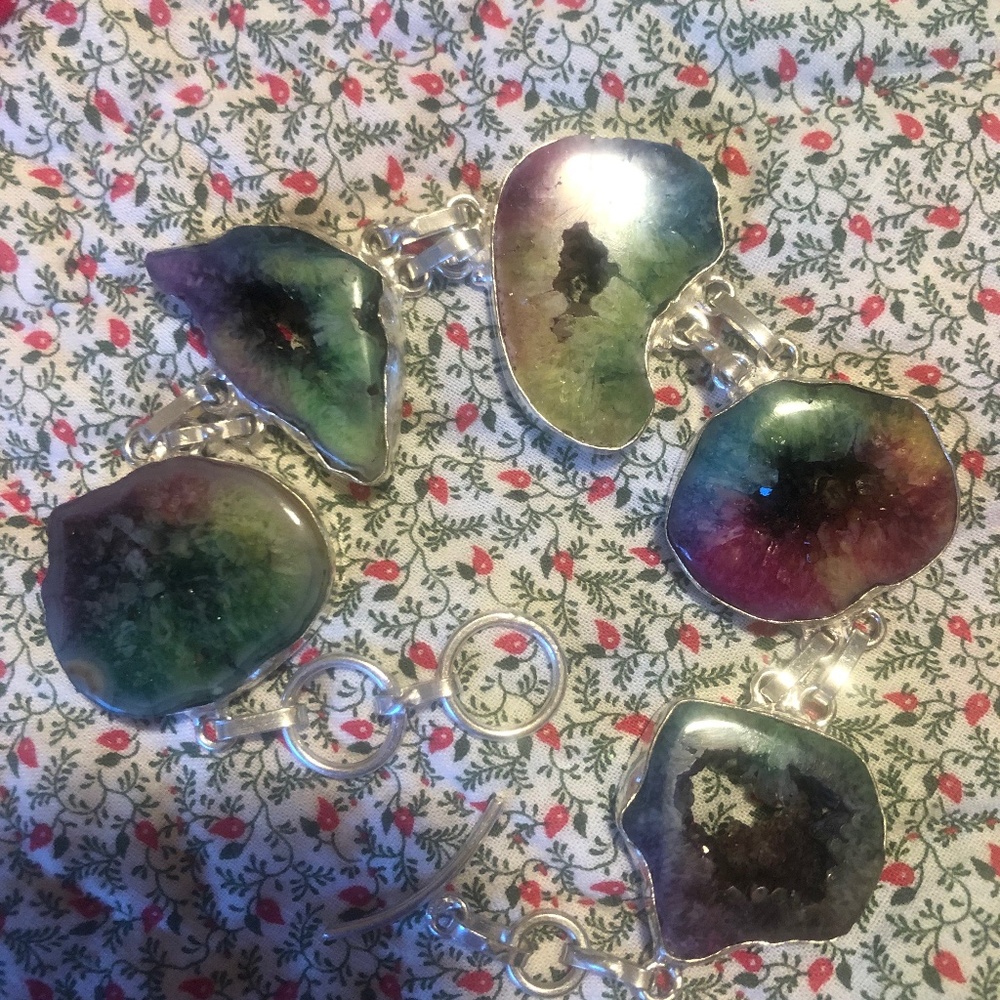 Rainbow Solar quartz toggle bracelet! Nice! Beautiful colors!